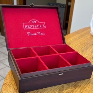 Bentley's Red Velvet Wood look Tea, Jewelry or Craft Storage Box